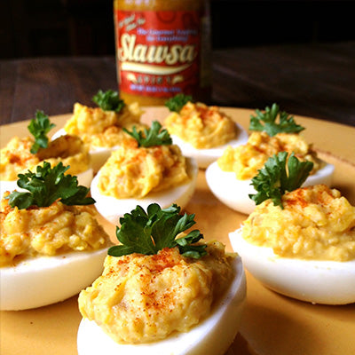 Slawsa in Deviled Eggs